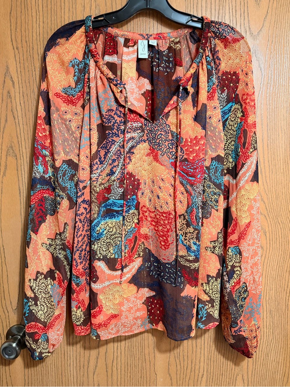EUC Joie Boho Blouse in Coral Multi Floral Print